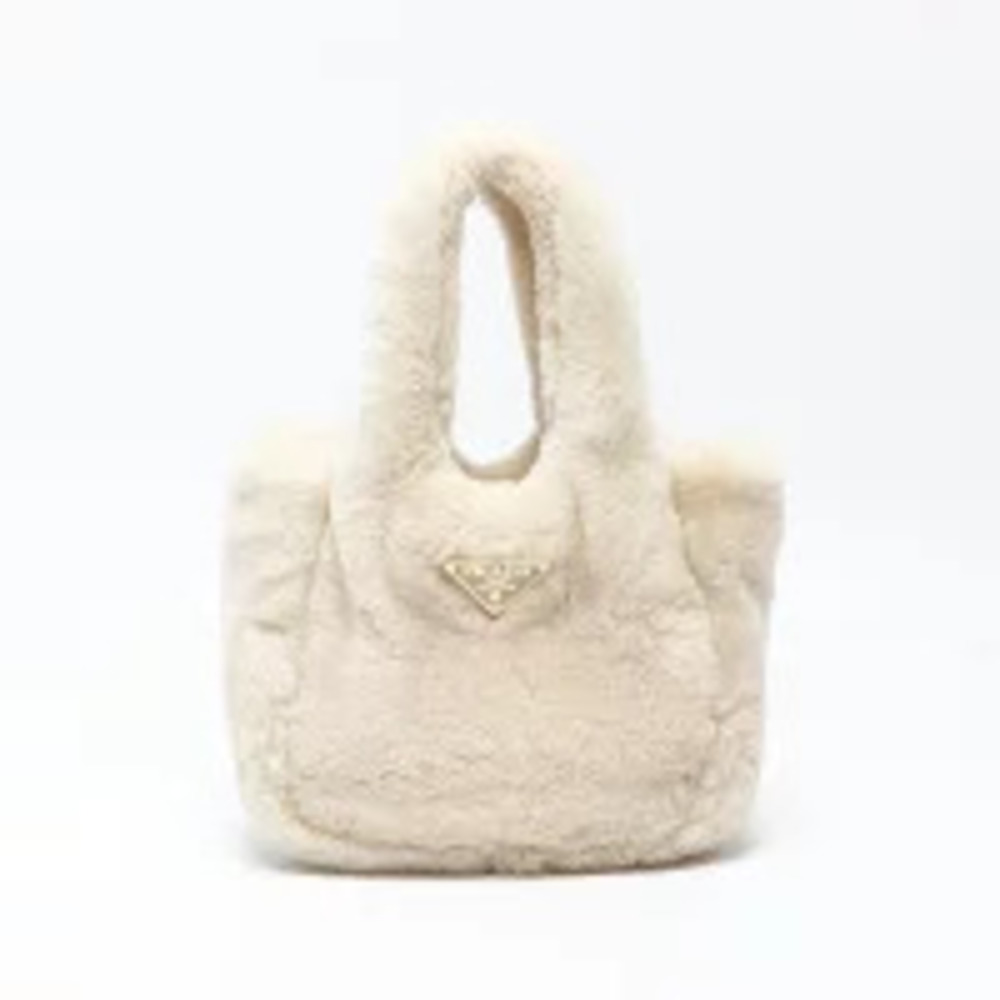 Prada Sheep Fur Handbag Beige - Picture 2 of 13